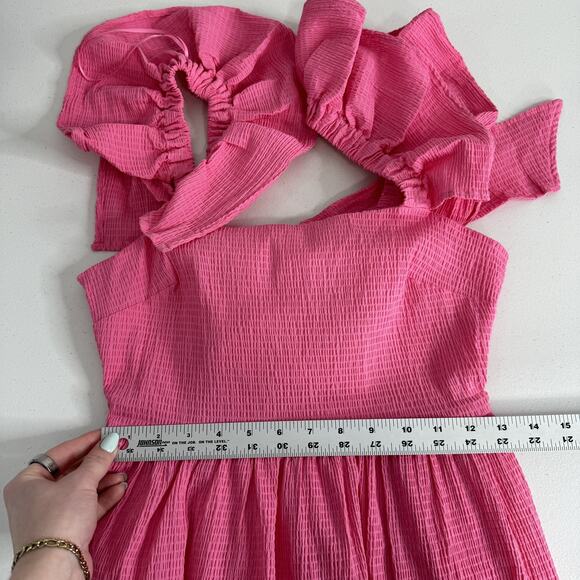 Mi Ami Francesca's Dress Womens Small Pink Ruffle Flutter Sleeve Open Back Prep - Picture 10 of 14